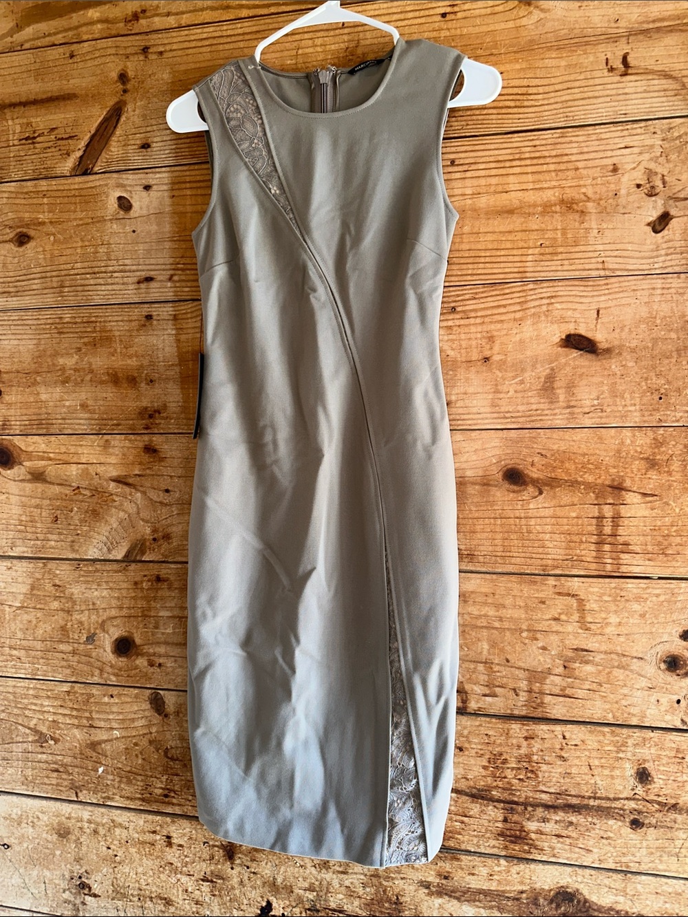 Marciano Landri Sheath Midi Dress with Lace Trim Rolling Stone Color